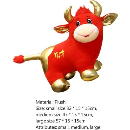 2021 Fortune Ox Mascot Cow Doll Cute Soft Plush Toy Gift for Chinese New Year Party Decoration Plush toys Party Decoration