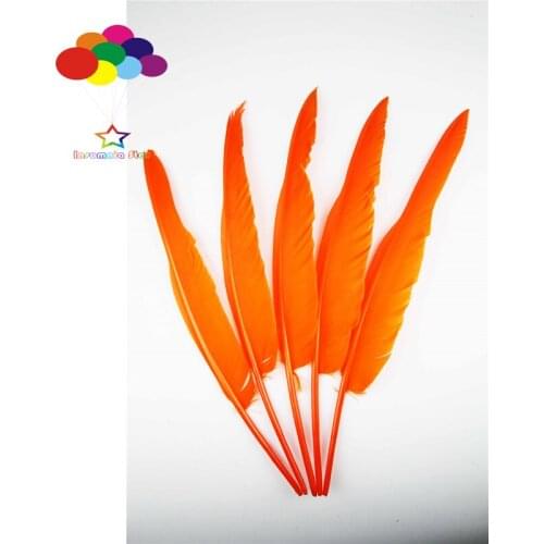 50pcs 100% natural turkey back feather dyed orange 30-35cm/12-14inch beautiful for Diy costume mask headdress