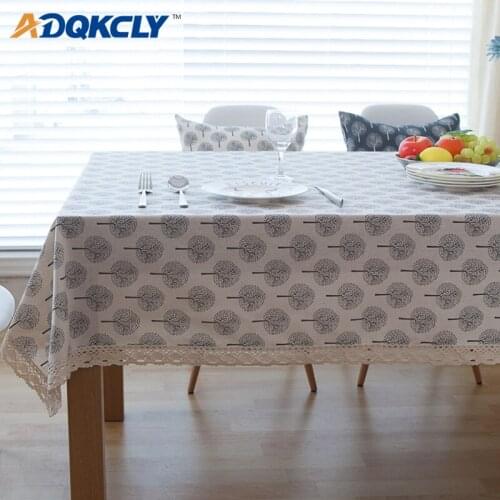 ADQKCLY Home Textile Dining Room Table Cloth Linen Printed Lace anti-dust Table Cover for Outdoor Banquet Rectangle Tablecloth