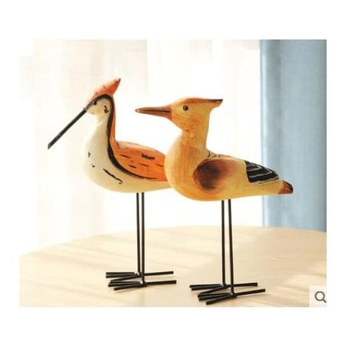 American Rural Nordic Retro Long Flat-billed Love Set Two Birds Desktop Wooden Home Decoration Studio Model Room Arrangements