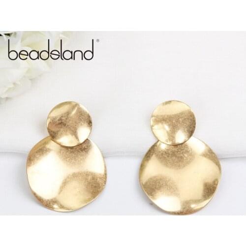Beadsland Drop Earrings Uneven Metal Round Design Fashion Trendy Women Girls Dancing Party Christmas Gift 39855