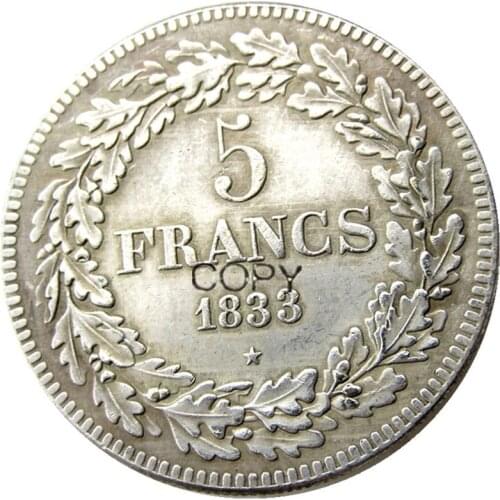 Belgium 1833 leopold Premier Roi Des Belges 5 Francs Copy Coins