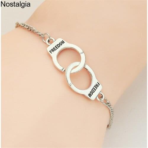 Nostalgia Handcuff Freedom Charm Bracelet Adjustable Men Women Policemen Hand Jewelry