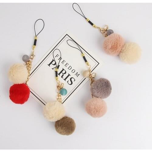 Ball Fur phone pendant bag charm key ring keychains llaveros para mujer pom pom keychain