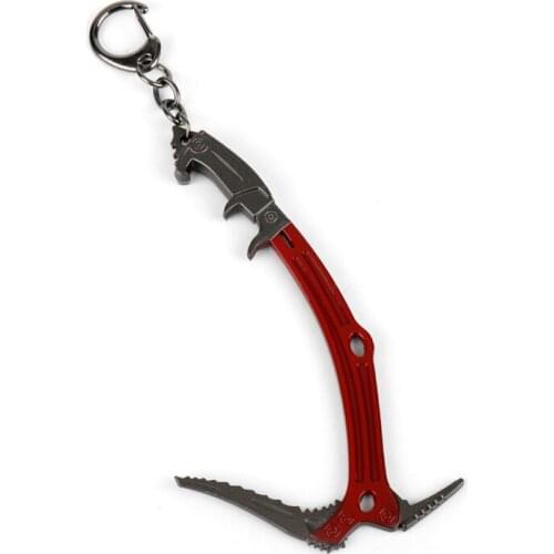 Keyring Keychain Jewelry Movie Game Laura Pick axe Cute Ice Axe Keychains Tomb Raider Red Pendant Keyrings For Women Men