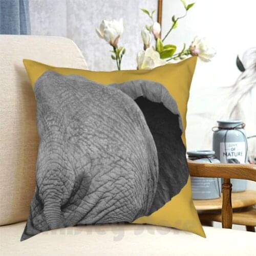 Elephant Wet Bum , Light Mustard Pillow Case Printed Home Soft DIY Pillow cover Black And White Digital Manipulation