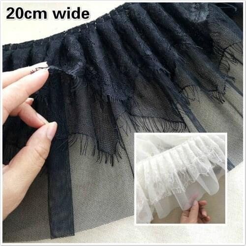 Double Layer Wrinkled Mesh Gauze Water-soluble Embroidery Lace Fabric DIY Ladies Childrens Clothes Skirt Easy Sewing Material
