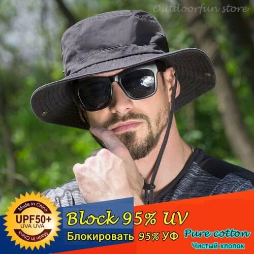 Cotton Fishing hat Round wide brim Tear-proof UV Sun Sunscreen Sunshade Summer Outdoor jungle Hiking Golf Camping Cap Foldable