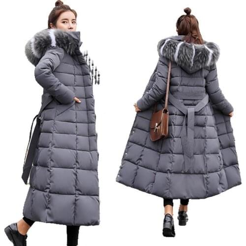 New Padded Jacket 2020 long Fashion Winter Jacket Women Thick Down Parkas female Slim Fur Collar Winter Warm Coat For Women Y69