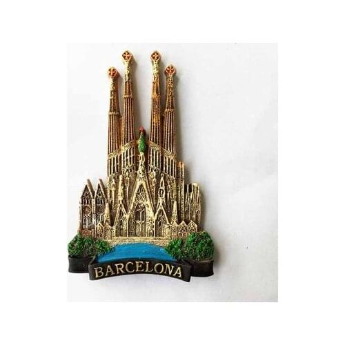 Spain Barcelona fridge magnet sagrada familia 3D building decoration sticker travel souvenir resion kitchen paste