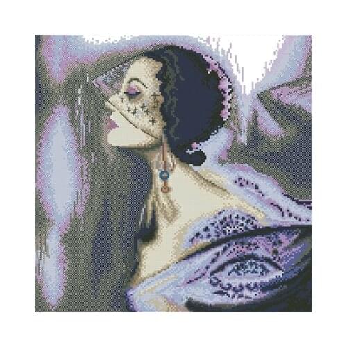 Marya-A woman wearing a veil Needlework,For Embroidery,DIY 14CT Unprinted Arts Cross stitch kits Set Cross-Stitching Home Decor