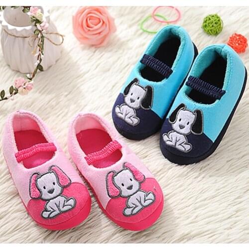 Fashion Toddler Girls Slippers for Baby Boy Slippers Plush Warm Cartoon Puppy Children Home Shoes Little Kids House Footwear