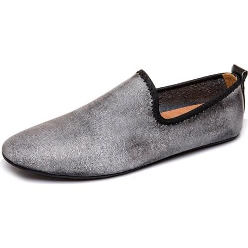 Men Loafers Casual Leather Boat Shoes Lightweight Slip-on Driving Shoes All-round Recreational Shoes for Men