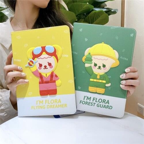 Anime Leuke Teddy Bear Soft Tablet Beschermhoes Voor Ipad Air 1 2 3 Mini 4 5 Pro 2017 2018 2019 2020 Cover