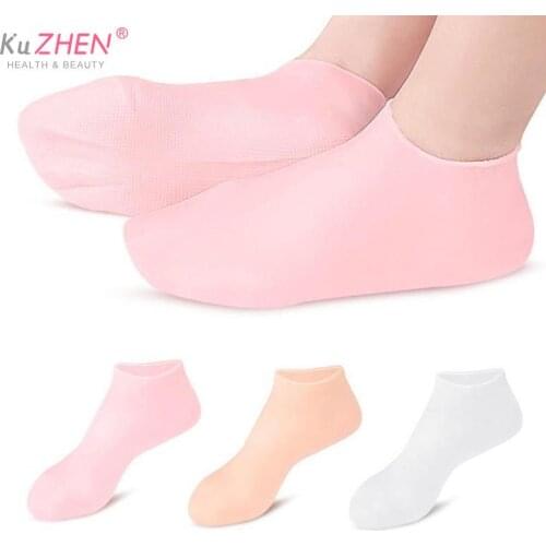 1Pair Spa Home Use Silicone Moisturizing Gel Heel Socks Cracked Foot Skin Care Protectors Anti Cracking New Hot Feet Care Socks