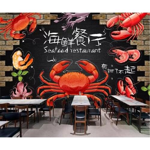 Beibehang Custom wallpaper fashion 3d photo mural original hand-painted seafood restaurant wallpapers mural 3d papel de parede