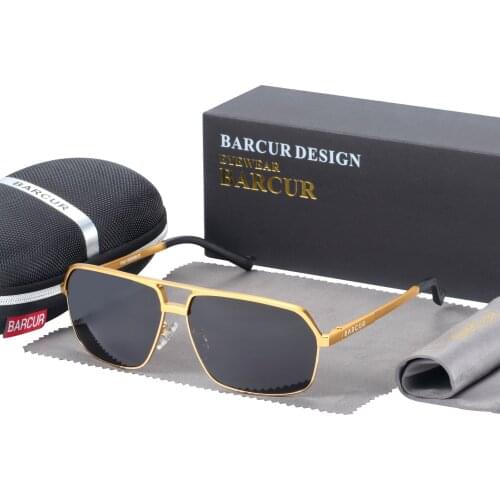 BARCUR Aluminum Polarized Mens Sunglasses Mirror Sun Glasses Square Goggle Eyewear Accessories For Men Or Women Female