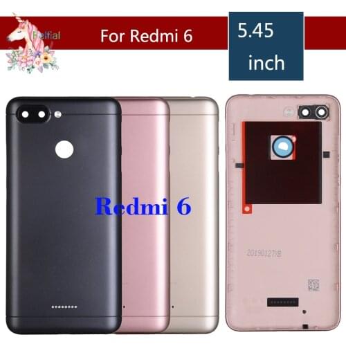 Original Housing For Xiaomi Redmi 6A Redmi 6 Plastic Battery Door Back Cover Replacement Parts Case With Buttons Camera Lens