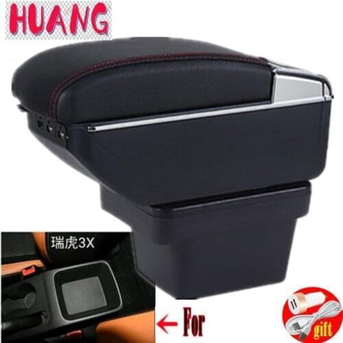 For Chery Tiggo 3X Armrest box For Chery Tiggo 2 3X Interior Parts Car Armrest box Retrofit parts Storage box with USB LED