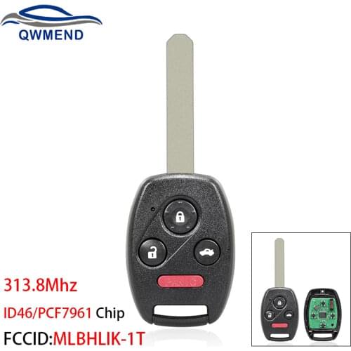 BHKEY 313.8Mhz Car Remote key Transponder Chip ID46/PCF7961 For Honda Accord 2008-2012 MLBHLIK-1T Original Keys