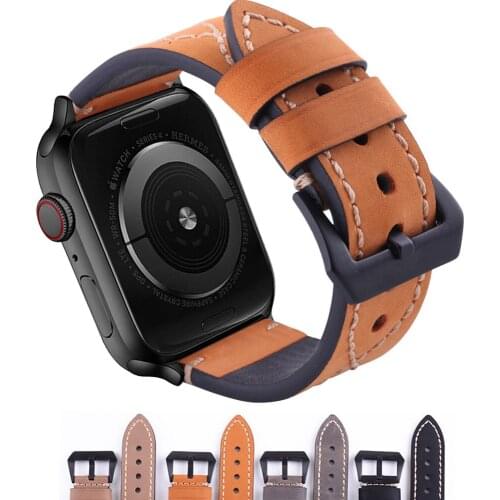 Genuine leather loop strap for apple watch band 42mm 44mm apple watch 4 5 38mm 40mm iwatch 3/2/1 correa replacement bracelet