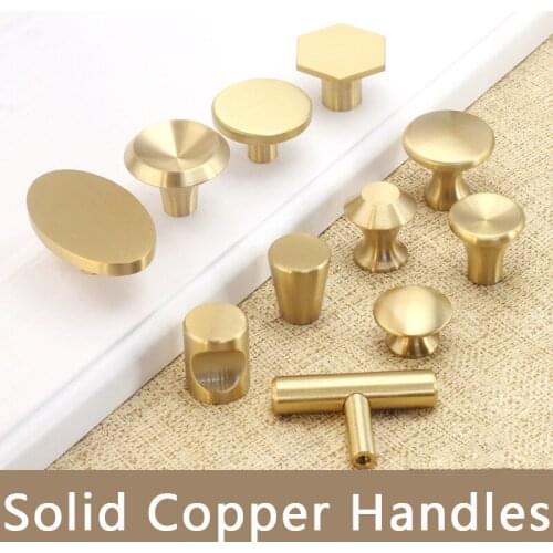 Cabinet Handles Door Knob Handles for Furniture Nordic Simple New Chinese Pure Copper Handle Furniture Wardrobe Single Hole