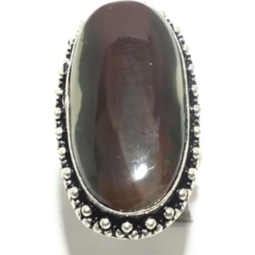 Botswana Agate Ring Silver Overlay over Copper, USA Size: 8.75 , R5815