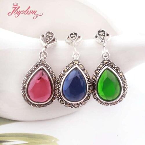 10x14mm Teardrop Colorful Stone Fashion Jewelry Earring For Woman Valentines Day Mothers Day Gift Dangle Huggie Earring 1Pair