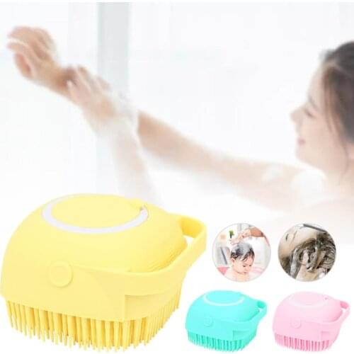 Silicone Body Scrubber Bath Brush Dispenser Multifunction Bathroom For Babies Home Brush Large Filling Capacity Body Palm Brush
