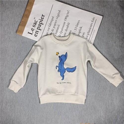 BOBOZONE blue fox and butterfly sweatshirt for kids boys girls