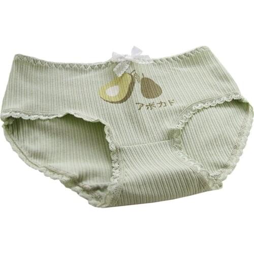 2021 Womens panties Green Avocado Printed Underwear Lady Briefs Female Cotton Lingerie Ladies Cartoon Womens Panty WDC4820