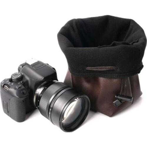 Y8AC Universal Camera Lens Bag with Zipper Dustproof Pouch Pocket Soft Storage Bag for DSLR Lens Camera Bag
