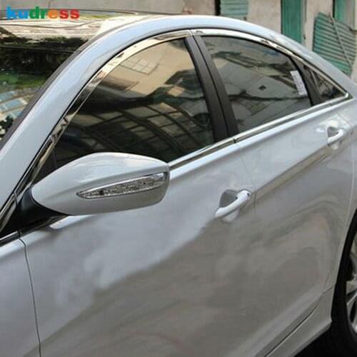 For Hyundai Sonata 8 I45 2011 2012 2013 Car Window Decorative Trim Cover Stainless Steel External Posts Frame Car-Styling