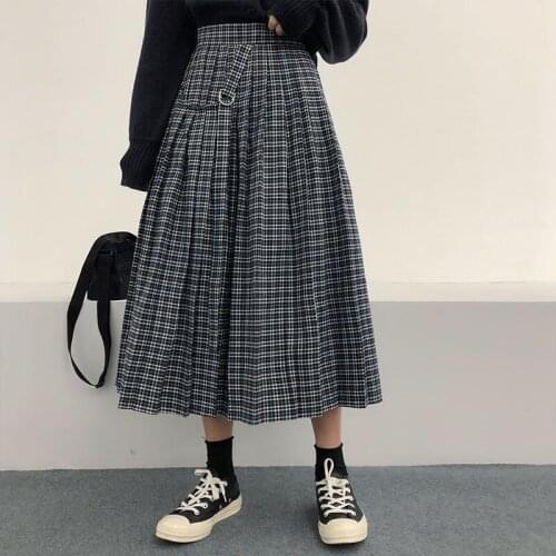 Casual Loose Plaid Skirt Womens Skirts Japanese Harajuku Ulzzang Vintage Female Korean Kawaii Cute Clothing For Women