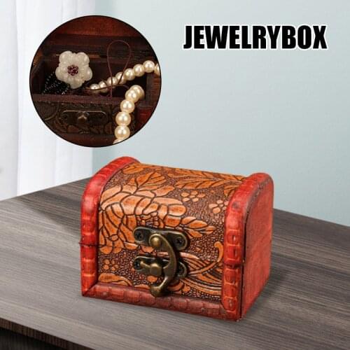 Women Vintage Display Wooden Jewelry Storage Box Handmade With Metal Lock For Earrings Necklace Orangizer Exquisite Jewel Case