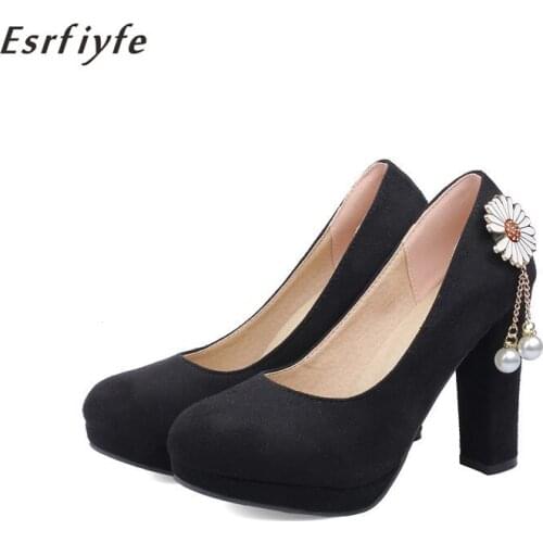 ESRFIYFE 2021 New Spring autumn Women Sexy Platfrom High Heel Round Toe Party Shoes Club Pumps Large Size 14 Shallow Shoes Woman