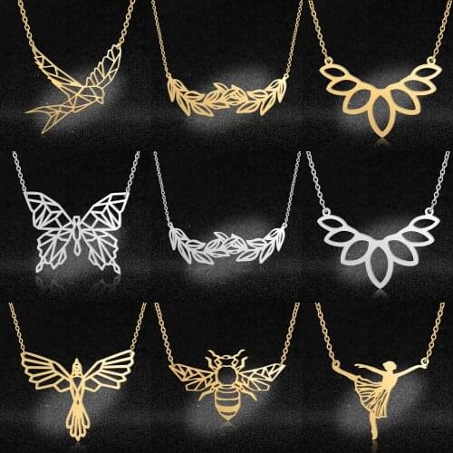 LaVixMia Authentic Stainless Steel Sea Gull Dream Catcher Jewelry Necklace Wholesale Female Leaf Heart Necklaces Dropshipping
