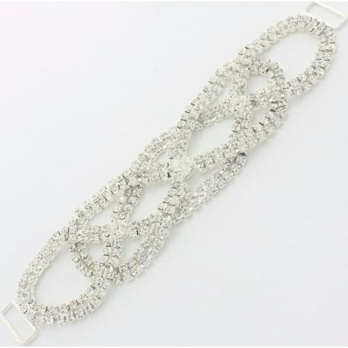 145mm 5 7/10" Silver Color Ribbon Slider Buckles Swimming Crystal Rhinestone Connectors Competition Miss Bikini Accessories