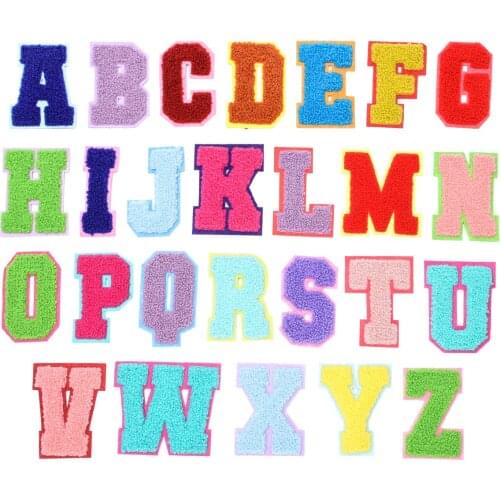 26Pcs A-Z Towel English Letter Patch Embroidery Patches For Clothes DIY Name Clothes Sticker Sew On Bags Jeans Applique Decor