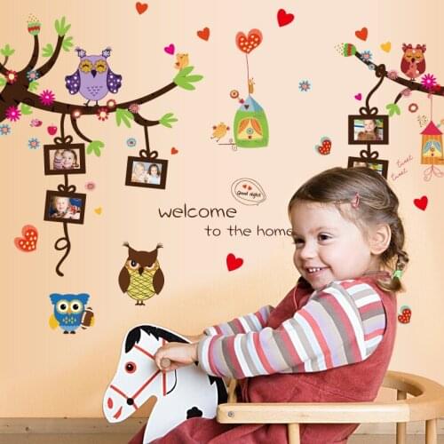 3d DIY Owls Tree Photo frame Wall Sticker For Kids Room Wallpaper Sticker Art Decor Mural Kids Child Room Decal Home decoration