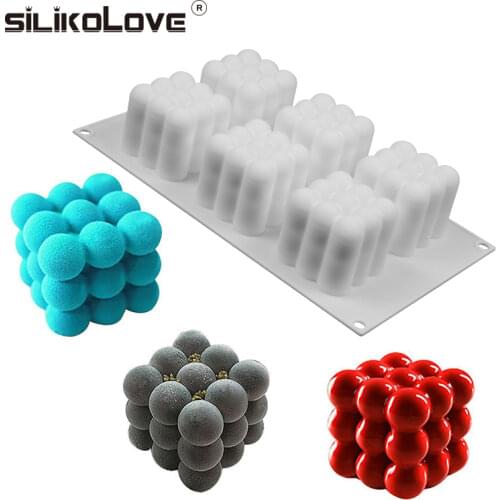 SILIKOLOVE 3D Cherry Mould Silicone Baking Mousse Cakes Square Bubble DIY Oven Safe Non-stick Brownie Dessert Molds Cake Tray