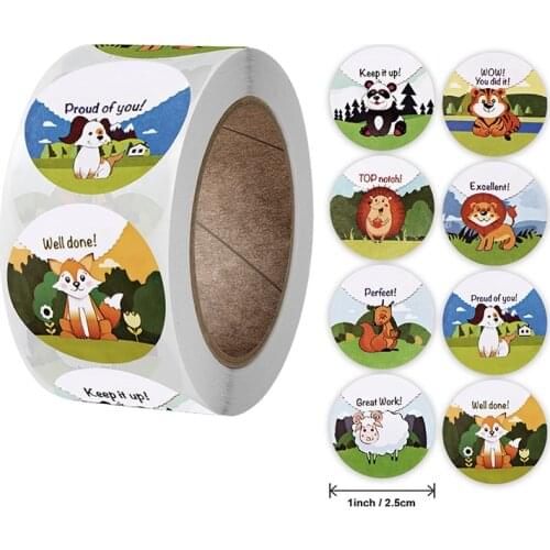 500pcs/Roll Cute Animal Toy Sticker For Kids Creative Learning Reward Stationery Sticker Fashion Office School Decor Stickers