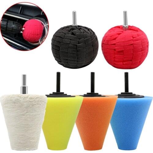 6PCS Car Polishing Sponge Pad Durable White Cotton Buffing Wheel Car Rims Detailing Waxing Pad Auto Cleaning Maintenance Tool