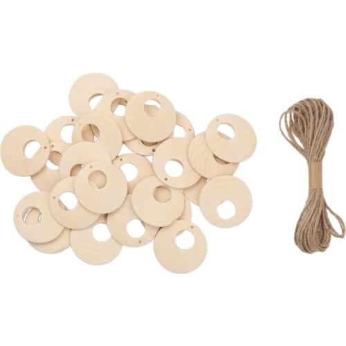 81pcs Nature Wood Gift Tags Blank Wood Slices Hanging Label With Jute Rope for Wedding Christmas Party Ornaments