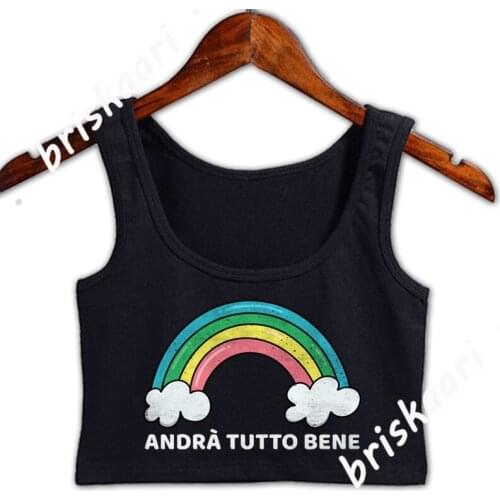 Andra Tutto Bene Children Quarantine Message Italy Crop Top Women Anti-Wrinkle Top S-XXL For Girl Novelty Designing Kawaii Vest