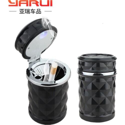 Car mounted flame-retardant ashtray with LED lamp flip cover type diamond cut air conditioning outlet hanging