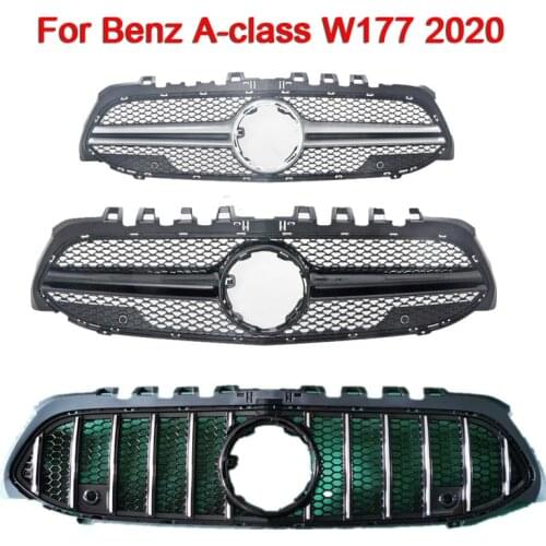 Car styling Middle grille For Mercedes-Benz A-class W177 2020 Silver Black front bumper grill Auto Center vertical bar Grille