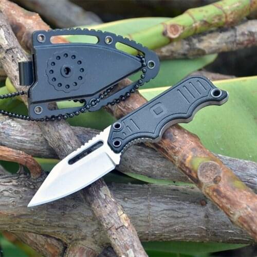Free shipping Outdoor Mini straight knife EDC Necklace knife G10 handle camping portable fruit knife outdoor tools