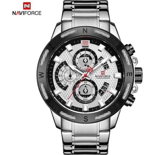 NAVIFORCE 2021 Quartz Watch Men Top Luxury Brand Sport Chronograph Wristwatch Steel Strap Male Clock NF9165 Relogio Masculino