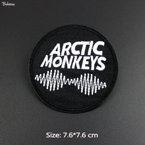 Rock Music Size 7.6*7.6 cm Black Patches Fabric Badges Iron on Embroidered Stickers Applique for Clothes Jacket Decoration